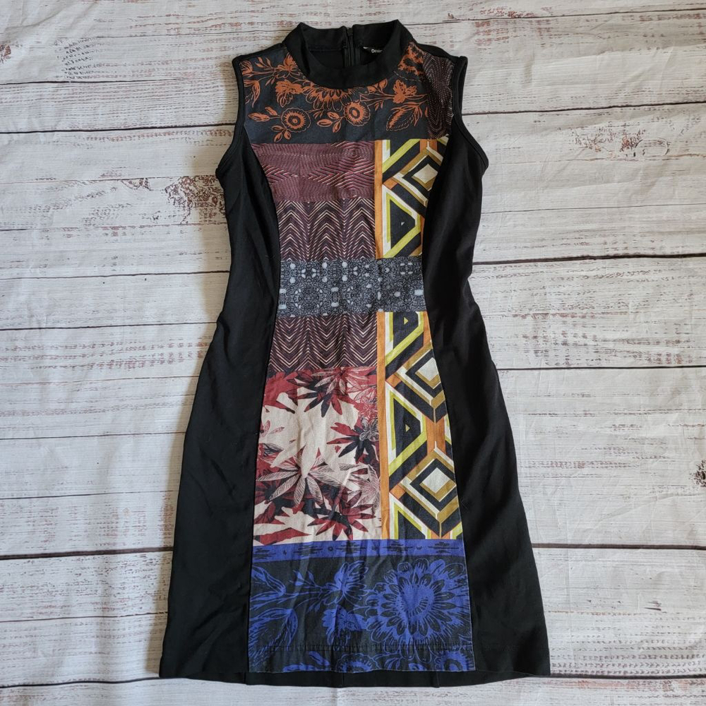 Desigual Delfos Black Bodycon High Neck Sleeveless Dress 36